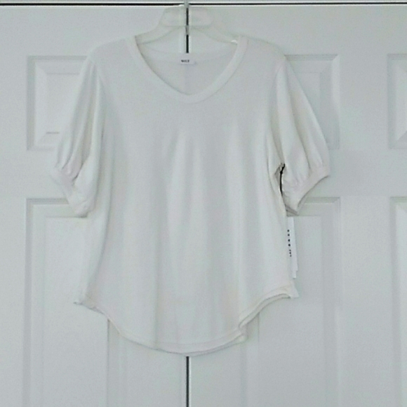 Wilt Tops Wilt White Bubble Short Sleeve Jersey Knit Top Poshmark